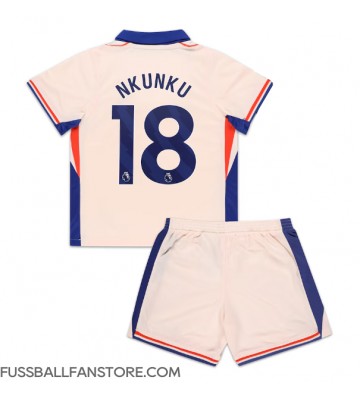 Chelsea Christopher Nkunku #18 Replik Auswärtstrikot Kinder 2024-25 Kurzarm (+ Kurze Hosen)